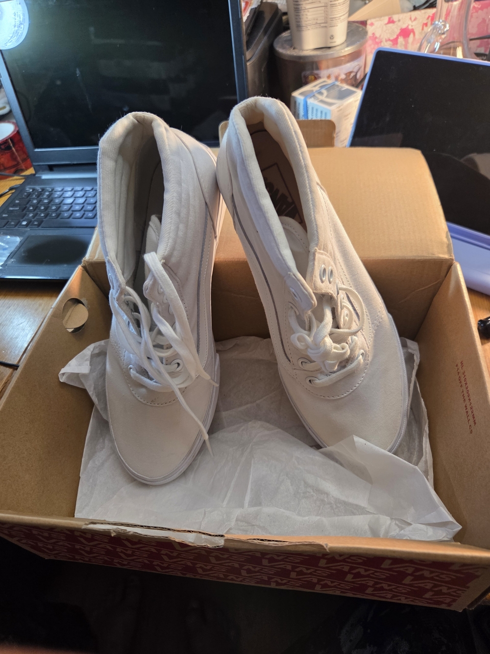 Vans Sk8-Hi Canvas Sneakers in Off-White - Picture 4 of 9